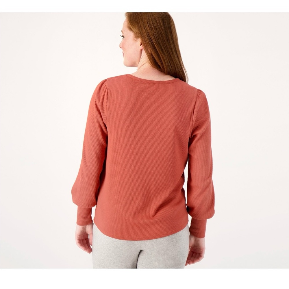 AnyBody V-Neck Ribbed Blouse - Clay XL - Picture 6 of 8